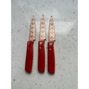 Temptations by Tara Set of 3 knives Old World Red